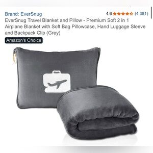 Premium Travel Blanket and Pillow Set - Charcoal Gray - NWOT